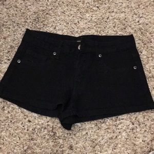 black jean shorts